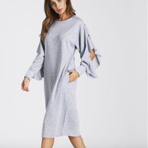 Split Exaggerated Frill Sleeve Dress
